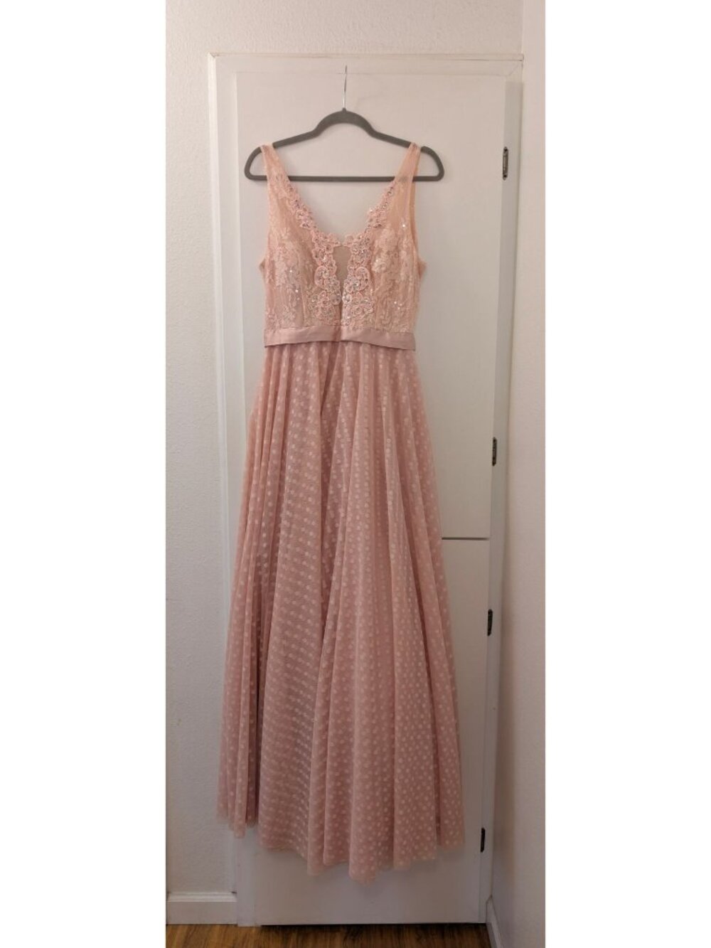 Vintage Y2K Pink Prom Dress Size 13 City Triangles Lace Embellished Princess 200